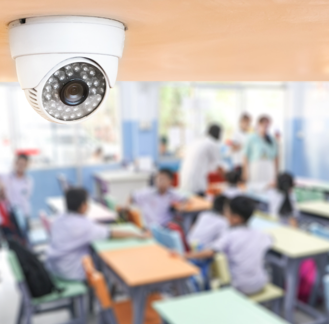 school security image Image of a technician monitoring building equipment with connected technology.